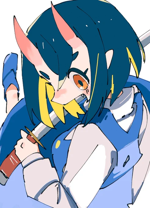 鬼っ子ちゃんダイナミックな感じで描いてみたかった #オリジナル 
