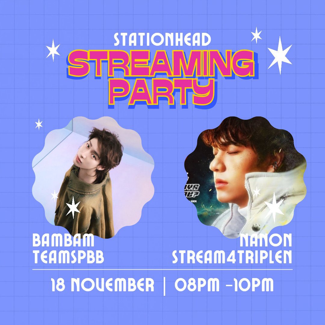 TeamSpBB's tweet photo. ♡STATIONHEAD COLLABORATION ‧₊˚☆
• BAMBAM x NANON ⋆゚
Host : @teamSpBB
Co-Host : @stream4TripleN
🗓 : 18.11.2023
⏰ : 08.00 PM - 10:00 PM (ICT)
— เจอกันคืนนี้ค่า🎉🥳
#StreamForTripleN
#mynameisnanon #nanon_korapat
#BamBam @BamBam1A @BAMBAMxABYSS https://t.co/8CI43GF4rM