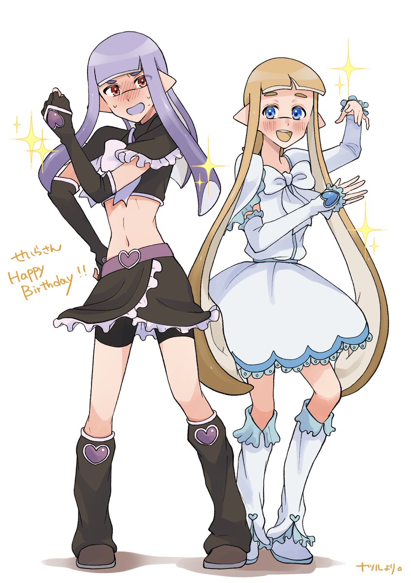 キュアブラック ,キュアホワイト ,インクリング ,イカガール(スプラトゥーン) ,インクリング 「HPB」|ナツルのイラスト