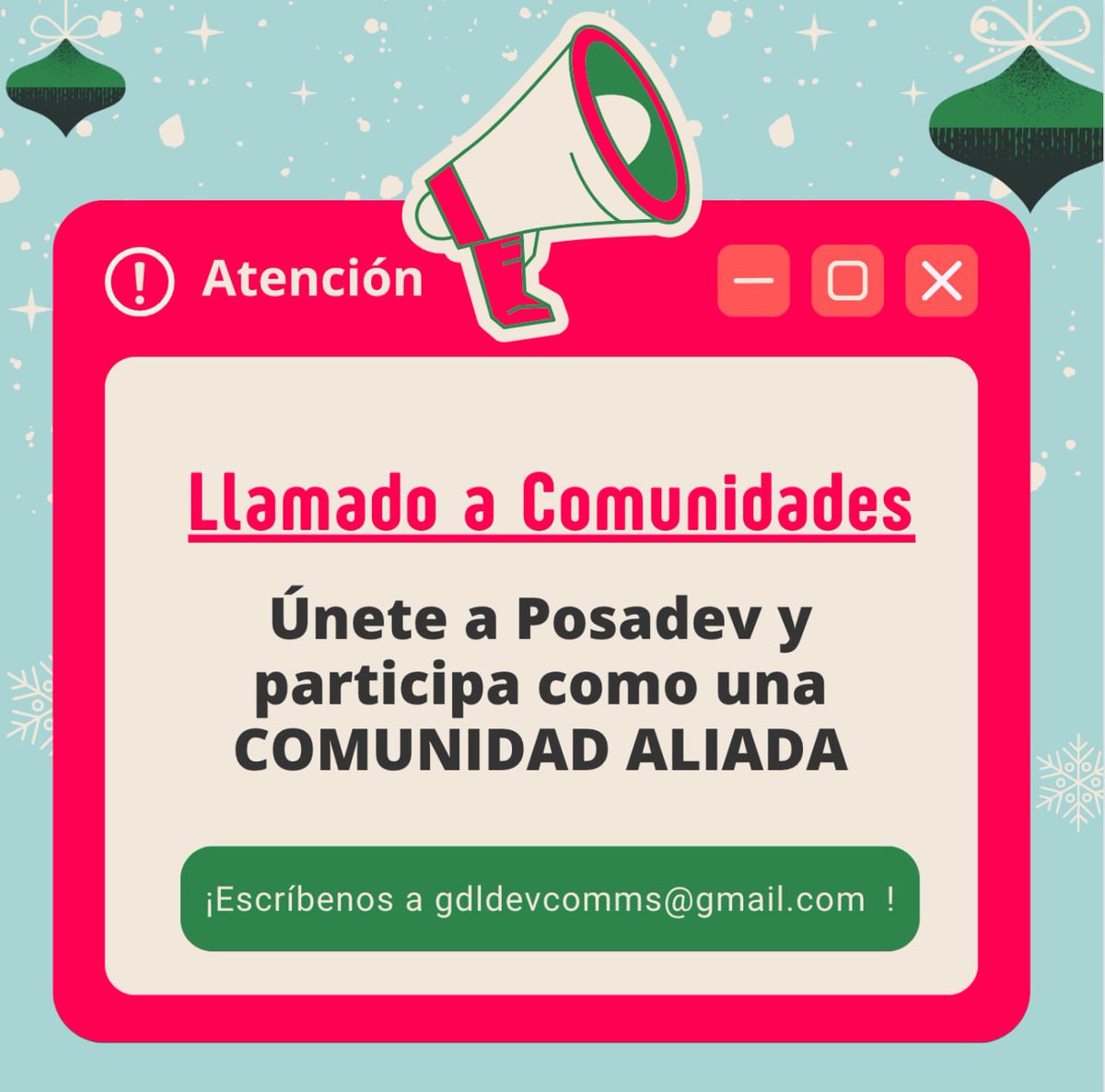 posadev's tweet image. Polo Norte, polo sur activenseeee 📷📷
¿Eres parte de una comunidad y te gustaría unirte con nosotros en posadev 2023?
Pues esta es la oportunidad perfecta, envíamos un mensaje vía correo y daremos detalles para ser comunidad aliada.
Correo gdldevcomms@gmail.com
#posadev2023