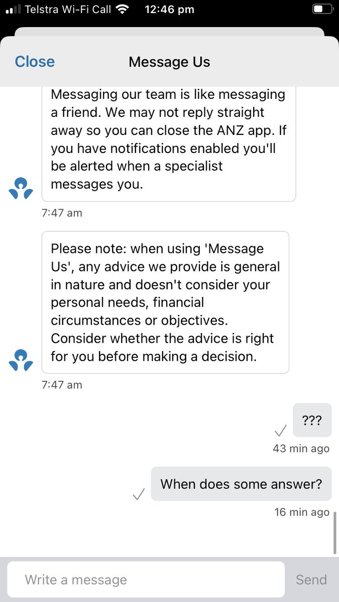 Dmactwitacc83's tweet photo. @ANZ_AU Waiting 5hrs for a response!!! Nice customer service https://t.co/93ZwBqdN8c