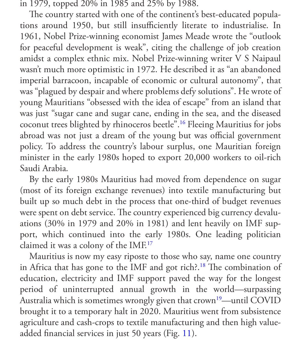 TTTEconomist's tweet photo. One of the most successful development stories in the world is African. 
3 generations ago Mauritius was seen as a likely failure, a Nobel prize view that would have been shared by many in the country. But they already had one of the more literate populations and from that …. https://t.co/PsjtGQiUYZ