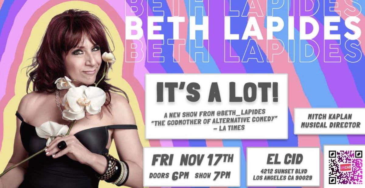 Had the grand privilege of attending a one woman show IT’S A LOT by the brilliant, inimitable 💗<a href="/bethlapides/">Beth Lapides 🎧❤️🎧</a>💓of @Uncabaret fame

<a href="/kairyssdal/">Kai Ryssdal</a>, you don’t know this, but you were the 🎼siren that inspired the title of Beth’s new show! ❤️🙌 She’s a BIG fan! 👊

Thx for comin’ @ssliz