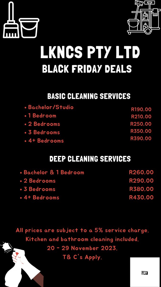 NkholiPty's tweet photo. Some say Black Friday and we say Big Black Week Deals. 🤫🙃

-Get access to our deals from Monday will the 29th of November 2023.

Up to 50% Off on both cleaning and laundry services. T&amp;C's Apply. 

Let's goo!! You do not want to miss out on this one. 🌟

#LKNCS #BlackFriday https://t.co/XYLnnZ3ped