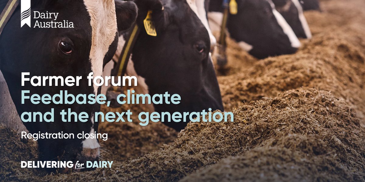 Don't miss out! Register today for the farmer forum on feedbase, climate &amp; the next generation on 28/11 in Moama. Our AGM will be on this day. There's no cost to attend, registration is required by 20/11 for catering purposes. Register at dairyaustralia.com.au/agm