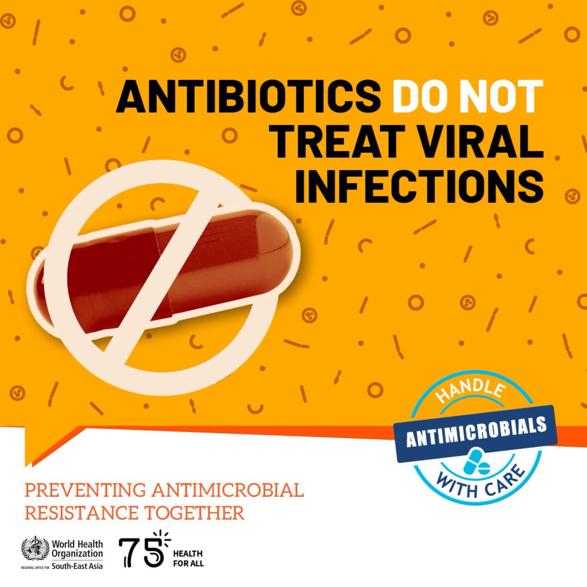 WHOSEARO's tweet image. #Antibiotics do not treat viral infections. Contact your doctor 👩🏾‍⚕️👨🏾‍⚕️ if you are unwell. 

#WorldAMRAwarenessWeek