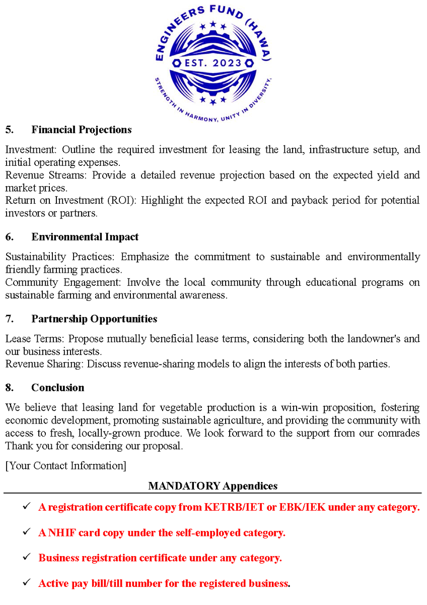 KNUE_Official's tweet photo. For our unemployed colleagues
Stay resilient, ADJUST, and come out stronger! 🌟
Starting Dec 1, 2023, #HAWA support is open for proposals. Check out a sample #businessProposal👇🏿for your reference.
"Strength in Harmony, Unity in Diversity."
#EngineersFund #HAWA #SHUD https://t.co/ArMarGx9SZ