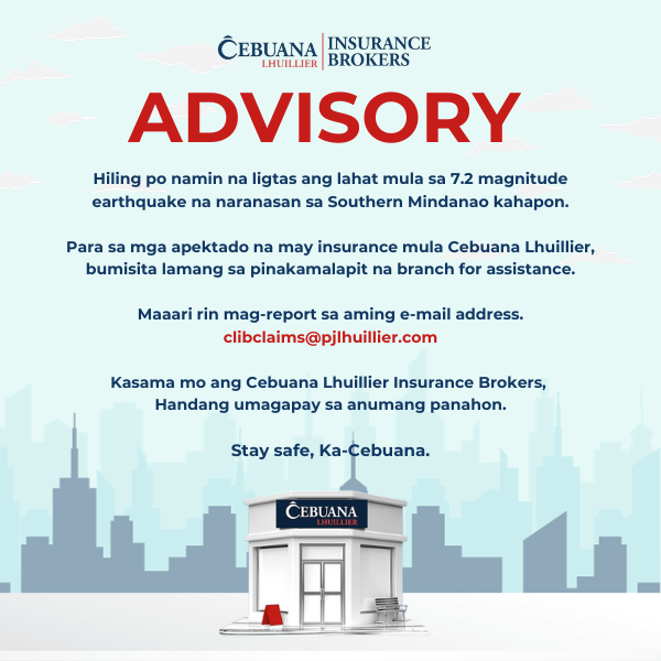 Mag-ingat, Ka-Cebuana! Nanawagan po kami sa mga apektado ng lindol na may insurance policy mula Cebuana Lhuillier na bumisita lamang sa pinakamalapit na branch for assistance. Maaari rin mag-report sa aming e-mail address or numbers below: clibclaims@pjlhuillier.com…