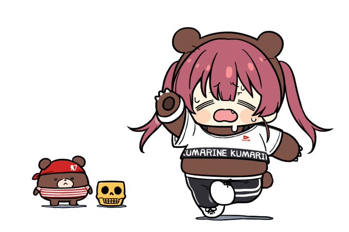 過酷なレッスンをこなすクマリンを見守るクマ一味とドクロくん
#マリンのお宝 