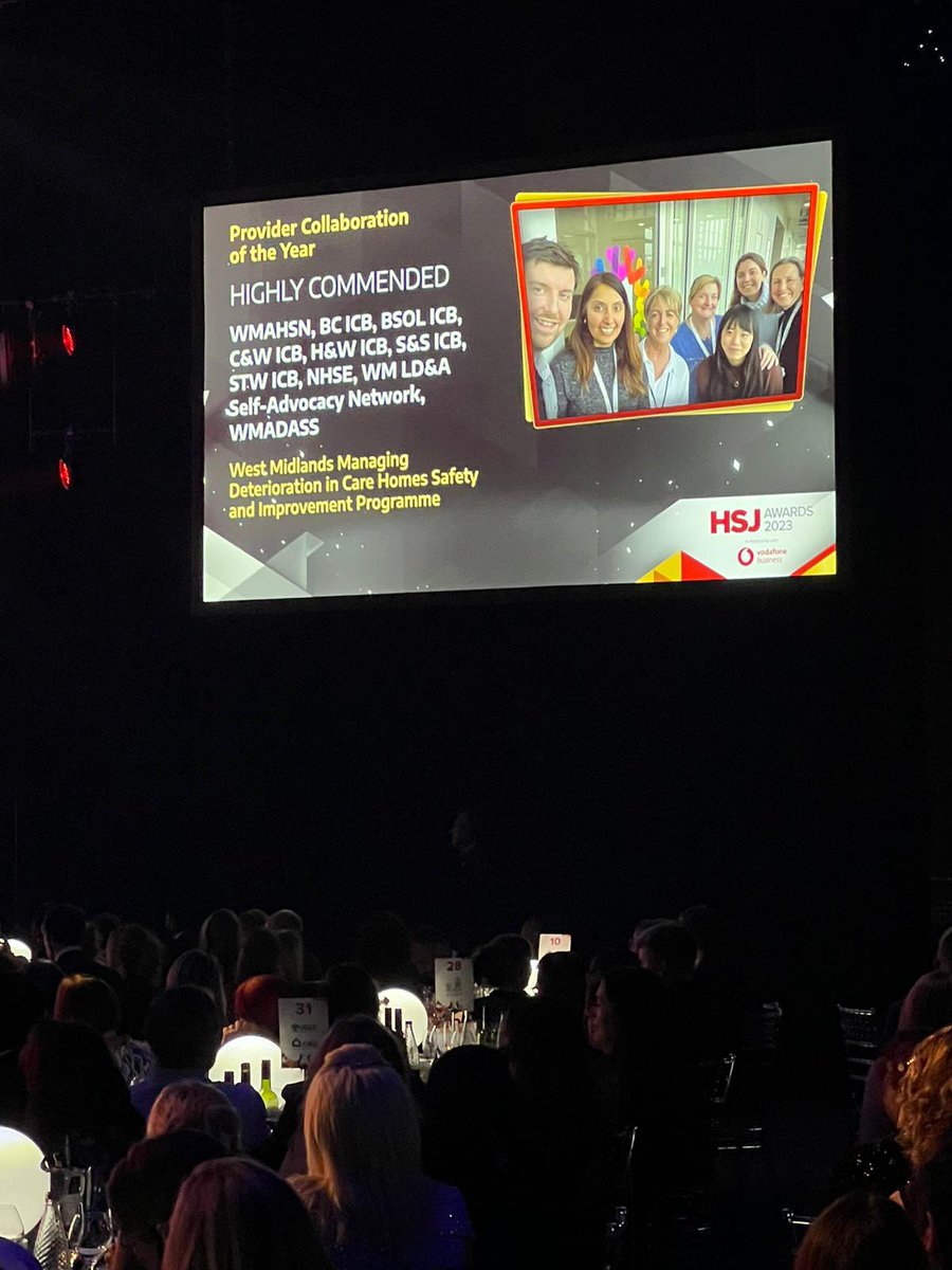 Dhodgkiss5's tweet photo. A really great evening @HSJ_Awards and delighted to be Highly Commended in the Provider Collaboration of the Year category. A brilliant achievement with lots of great collaboration between care homes, ICS’s, Primary/ community care, LAs, ICBs  @HealthInnovWM @PtSafetyWM https://t.co/Qa7pAPhHNm