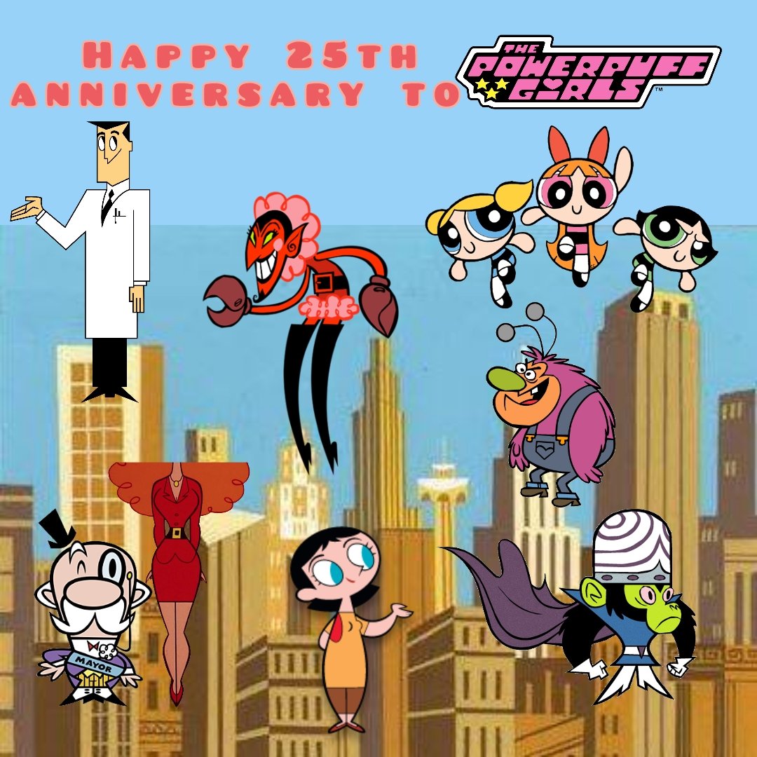ArenStenslie's tweet photo. Today marks the #25thanniversary of @cartoonnetwork's #ThePowerpuffGirls.
@bfredmuggs @rljtoday
#CartoonNetwork #Blossom #Bubbles #Buttercup #MojoJojo #ProfessorUtonium #RoachCoach #MayorOfTownsville #MissSaraBellum #MsKeane #TheCityOfTownsville @ClevelandJr @deebradleybaker https://t.co/7xO13O7L38