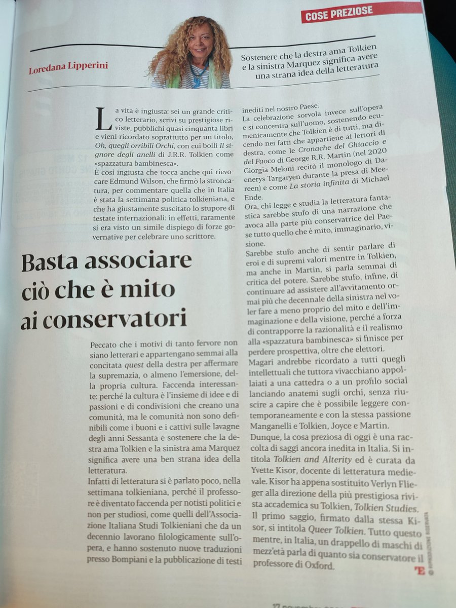 LaLipperini's tweet photo. Molte cosette su Tolkien su @espressonline https://t.co/CbwyaBlZR1