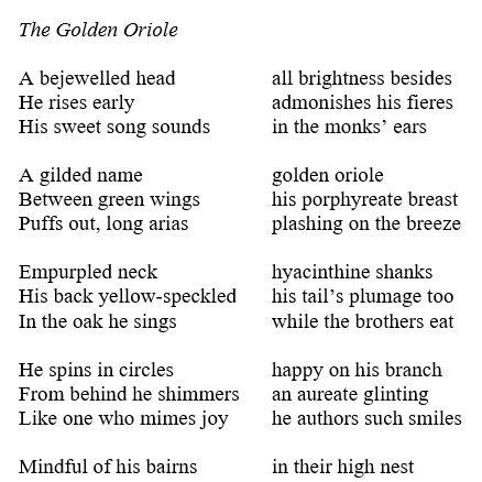 Lovely to have a translation commended in the 2023 Stephen Spender Prize - of an anonymous Latin poem, ca. 10th C. Poem below. 

A nice validation of an activity I find really nourishing but tend not to seek publication for so much as my 'own' poems...