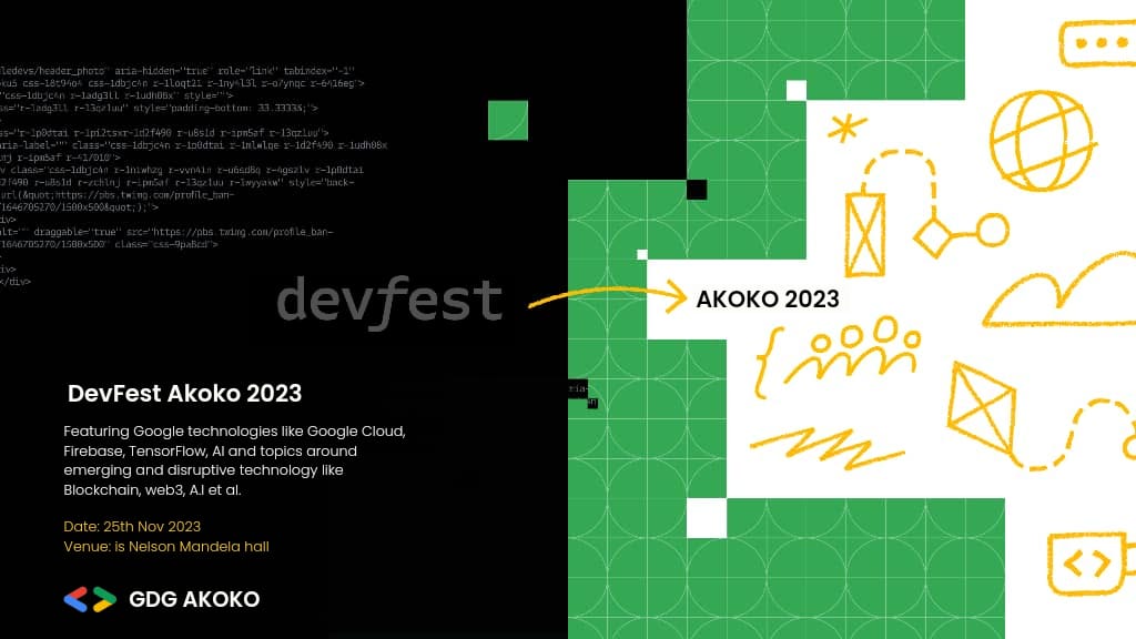 meetslick's tweet photo. Giving back to your community is one of the most exciting things to behold.
It's @GdgAkoko #DevFestAkoko today, join experts globally to learn across different technologies.
#DevFest23 💪 #TechForEveryone🤍 https://t.co/xkj7C0vK51