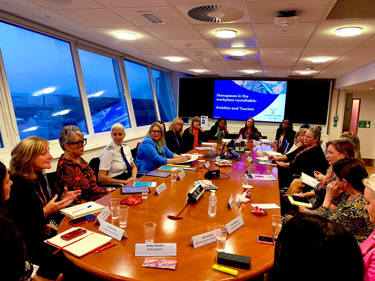 mimsdavies's tweet photo. Fab to meet @British_Airways, @greeneking &amp; many other leaders of our thriving travel &amp; hospitality sector at @Gatwick_Airport. They’ve got vital support for employees with menopause impact-to stop women feeling they have to leave work.Time for more employers to also follow suit https://t.co/HRD3Tx4lG3