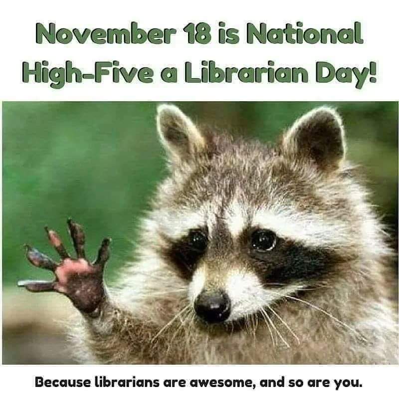 My favorite day!

Come on now, don't leave me hanging!
✋

#librariansrock
#nationalhighfivealibrarianday