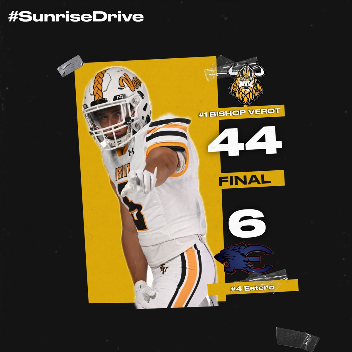 verotathletics's tweet photo. Vikings advance to their 2nd straight Regional Championship game with a 44-6 win over Estero!
Verot will host Sarasota Booker on Friday at Viking Stadium.
#ItsJustDifferentHere #SunriseDrive #Rode2States
@BishopVerotFB https://t.co/bW7mIlPLR8