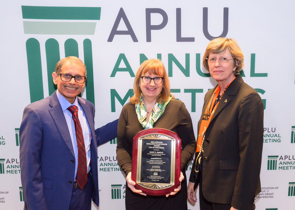 Celebrating Mary Arnold winner of the National Excellence in Extension Award for an Individual for the 4-H Thriving Model: Building a Science-Based Practice of Positive Youth Development Across the 4-H System #APLU2023