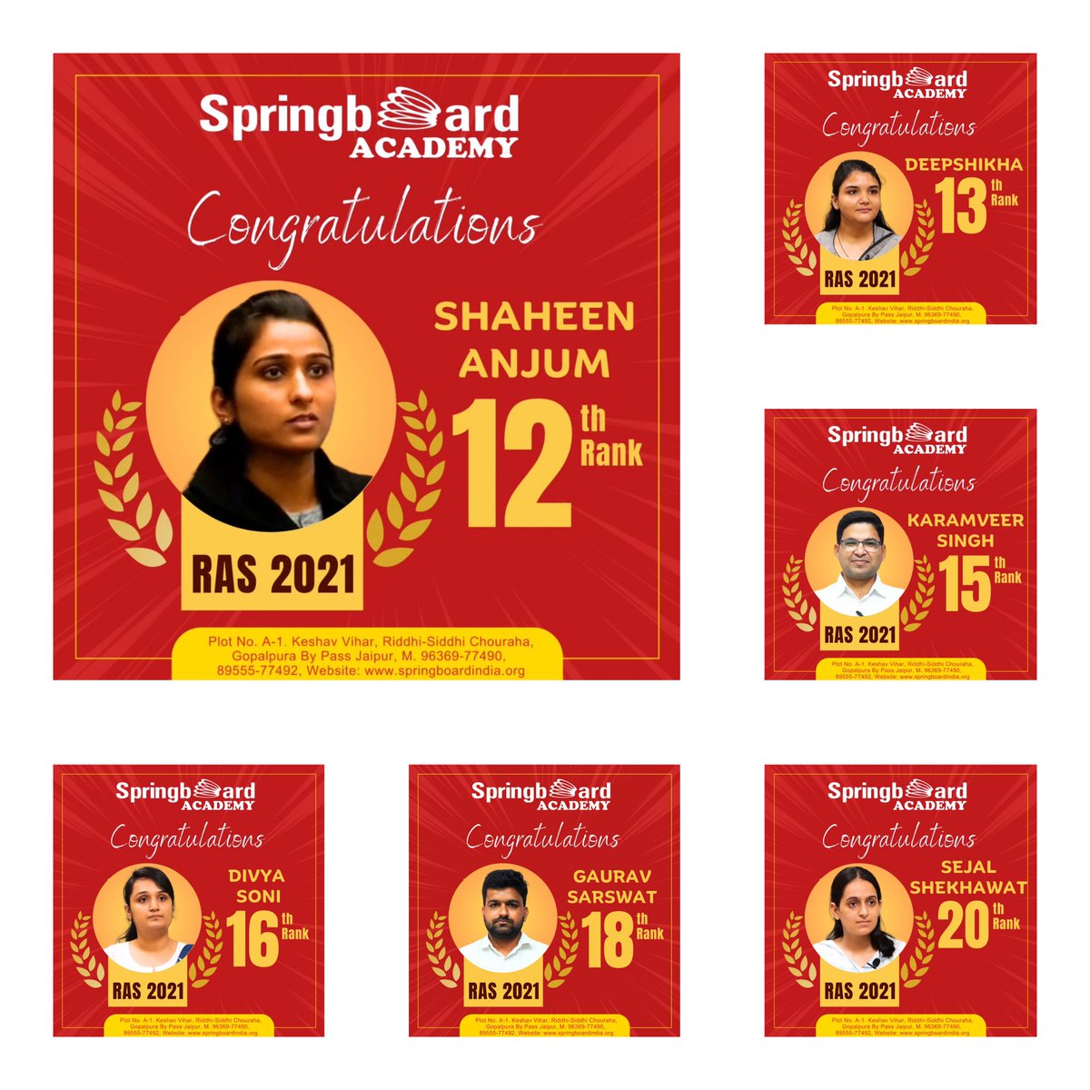 #RAS_Factory_Spring_Bard
टॉप 20 में से 10 तो RAS फैक्ट्री मशीन स्प्रिंग बर्ड से है।
#विजय_शेखावत जी, #दिलीप_महेचा जी, #राजवीर_चलकोई और सम्पूर्ण SB स्टाफ को मेरी ओर से साधुवाद।
चयनित विधार्थियों को बहुत बहुत शुभकामनाएं।