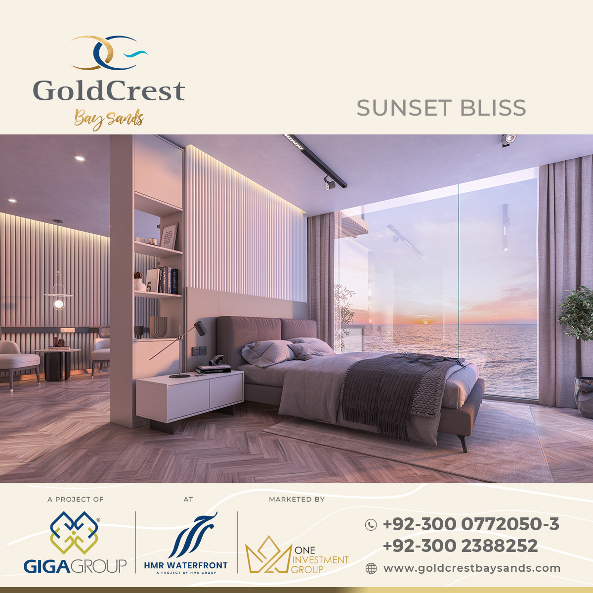 Unwind in luxury! Our beachfront apartments offer the perfect escape from the daily hustle. Goldcrest Bay Sands Coming Soon!

#goldcrestbaysands #gigagroup #hmrwaterfront #karachi #dhaphase8 #pakistan #propertyinvestment #oceanfront #goldcrestbaysandscomingsoon #sunsetbliss