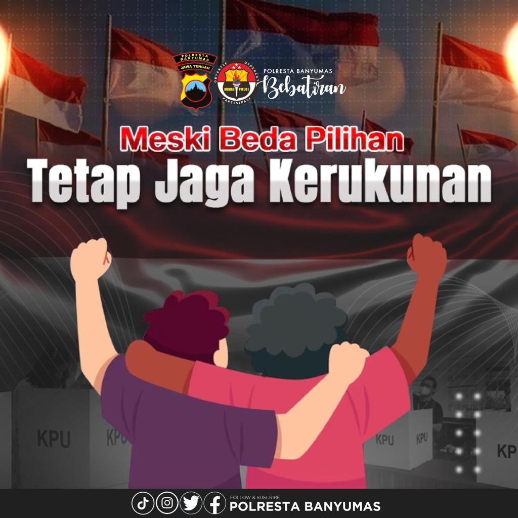 Angel_eeah's tweet photo. MESKI BEDA PILIHAN TETAP JAGA KERUKUNAN
.
.
@kapolresta_banyumas 
@divisihumaspolri 
@humas_poldajateng 
@polresta_banyumas 

#pemiluamandamaisejuk 
#polrestabanyumas
#polrestabanyumasbebatiran 
#poldajatenghadir https://t.co/yFtDndw4g4