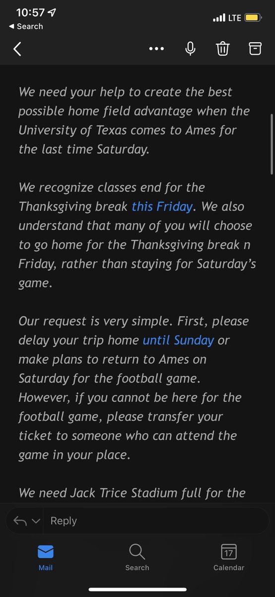 brettcdawson's tweet photo. if @IASTATEAD really wanted students to stay for a game during thanksgiving break, he never would’ve banished the student section in the first place. #moveitback https://t.co/9KZdH3NC2Q