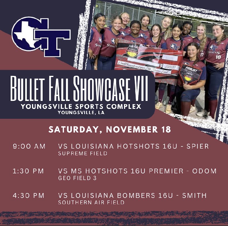 Game times for tmrw, thank you to all the coaches I talked to tonight. I hope to see you there! @coachkBucks <a href="/BrookeOHair3/">Brooke Best-O'Hair</a> <a href="/GoChoctaws_SB/">Mississippi College Softball🥎</a> <a href="/McNeeseSoftball/">McNeese Softball</a> <a href="/LATechSB/">LA Tech Softball</a> <a href="/la_techSBCoachT/">Taylor Josh</a> <a href="/BarryRo06643494/">Barry Roberts</a> <a href="/LSUA_SB/">LSUA Softball</a> <a href="/CoachMeleah/">Meleah Howard</a> <a href="/CoLinSoftball/">Co-Lin Softball</a> <a href="/tpart25/">Trent Partridge</a> <a href="/LionUpSoftball/">Southeastern Softball</a> <a href="/CoachCollins_11/">Meghan</a>
