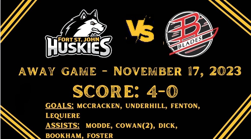 FSJHuskies's tweet photo. Huskies win 4-0 against Beaverlodge
#gopupsgo #W #NWJHL #juniorbhockey https://t.co/2og7gDZOub