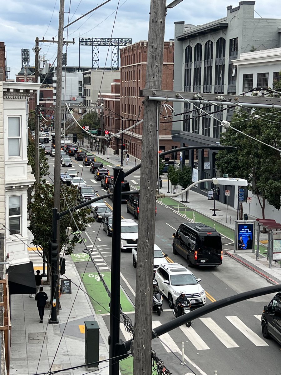 antoniogm's tweet photo. BREAKING: Convoy of black vehicles fill SF streets as ousted Open AI leader attempts coup to reseize power. https://t.co/LVoZeqNd0E