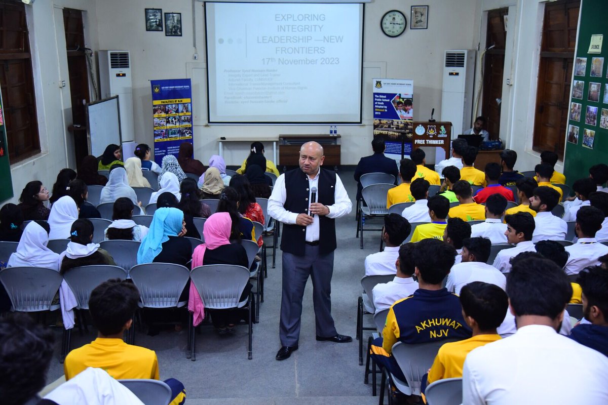 NJVSchool's tweet photo. It's was a great workshop conducted by the Mentor Professor Syed Hussain Haider, Lead Trainer, LUMS/UCP, and Vice Chairman Pakistan Institute of Human Rights on the Exploring Integrity Leadership at NJV Auditorium.
#NJV #Akhuwat #LUMS https://t.co/skDEQ88lXf