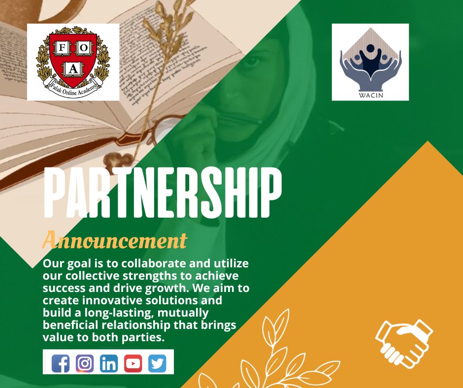 _WACIN's tweet photo. Announcement of Partnership!

We are excited to announce our partnership with Falak Online Academy! Together, we are dedicated to empowering Afghan youths through education and academic excellence. 

#WACIN #FalakOnlineAcademy #EmpowerThroughEducation https://t.co/4FdPWvtZBs