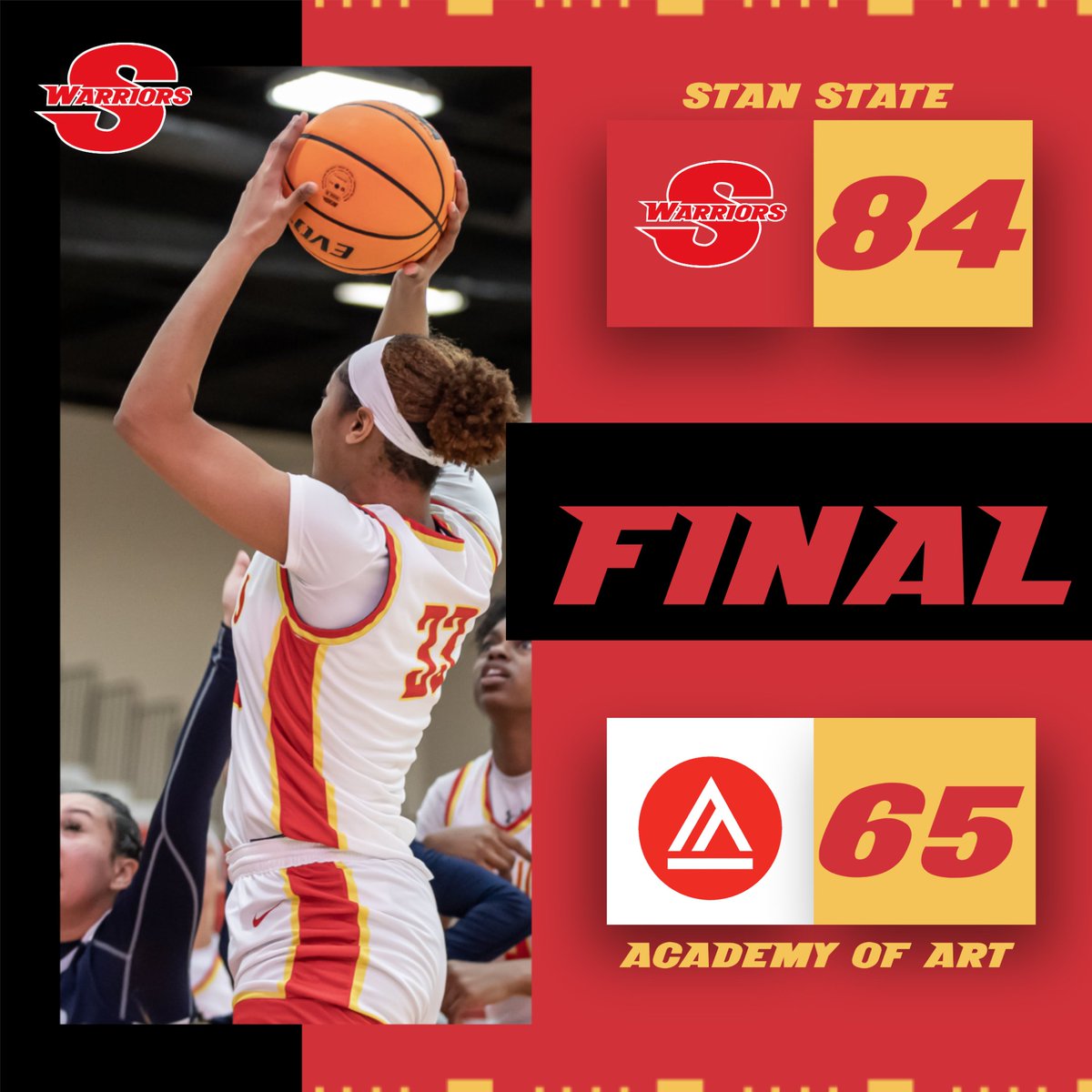 GoStanState's tweet image. FINAL:  Warriors use second half surge to key 84-65 victory over Academy of Art.  Four players in double digits in scoring.  Stan State to host Simon Fraser tomorrow at 2pm.  #ValleyTough