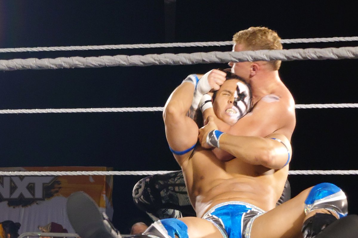 JeffReidUP's tweet photo. #NXTSebring @mylesborne_wwe puts @chenshifu through his paces, but he sends both him and Charlie packing! https://t.co/z0CzdFq31d