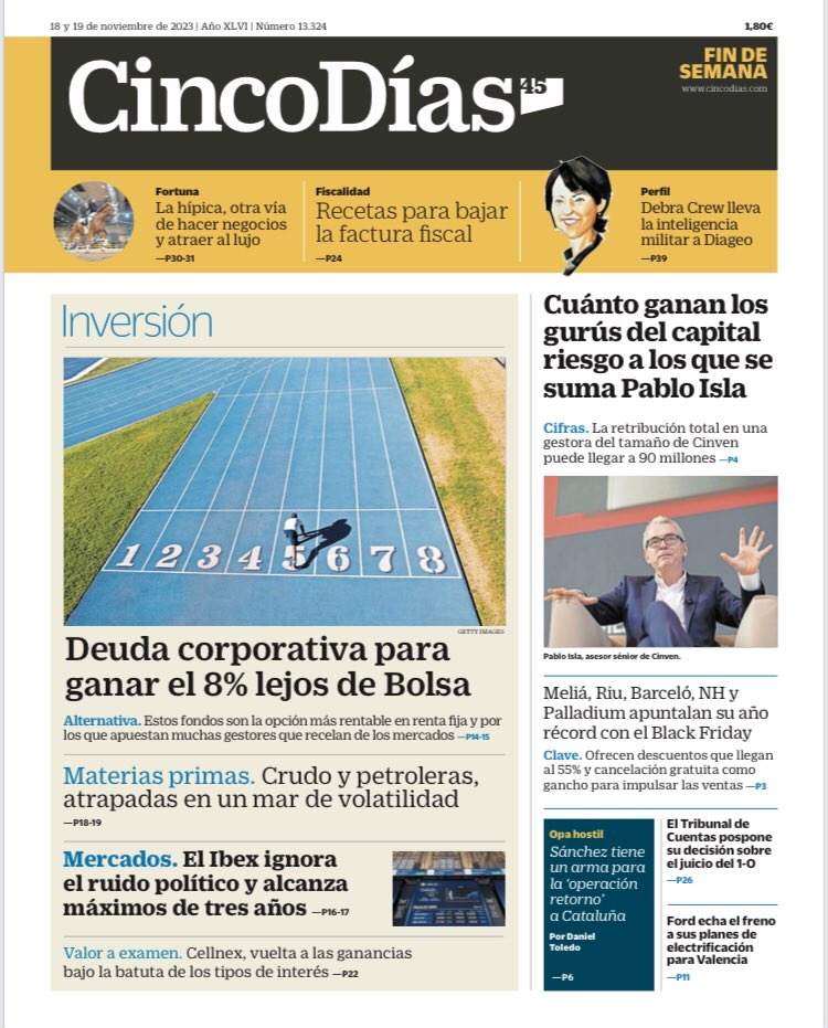 JuanjoMorodo's tweet image. ‘El #Ibex ignora el ruido político y alcanza máximos de tres años’; cuánto ganan los gurús del #capitalriesgo a los que se suma #PabloIsla; #Meliá, #Riu, #Barceló, #NH y #Palladium apuntalan su año récord con el #BlackFriday, y #Ford frena su plan de electrificación de #Valencia