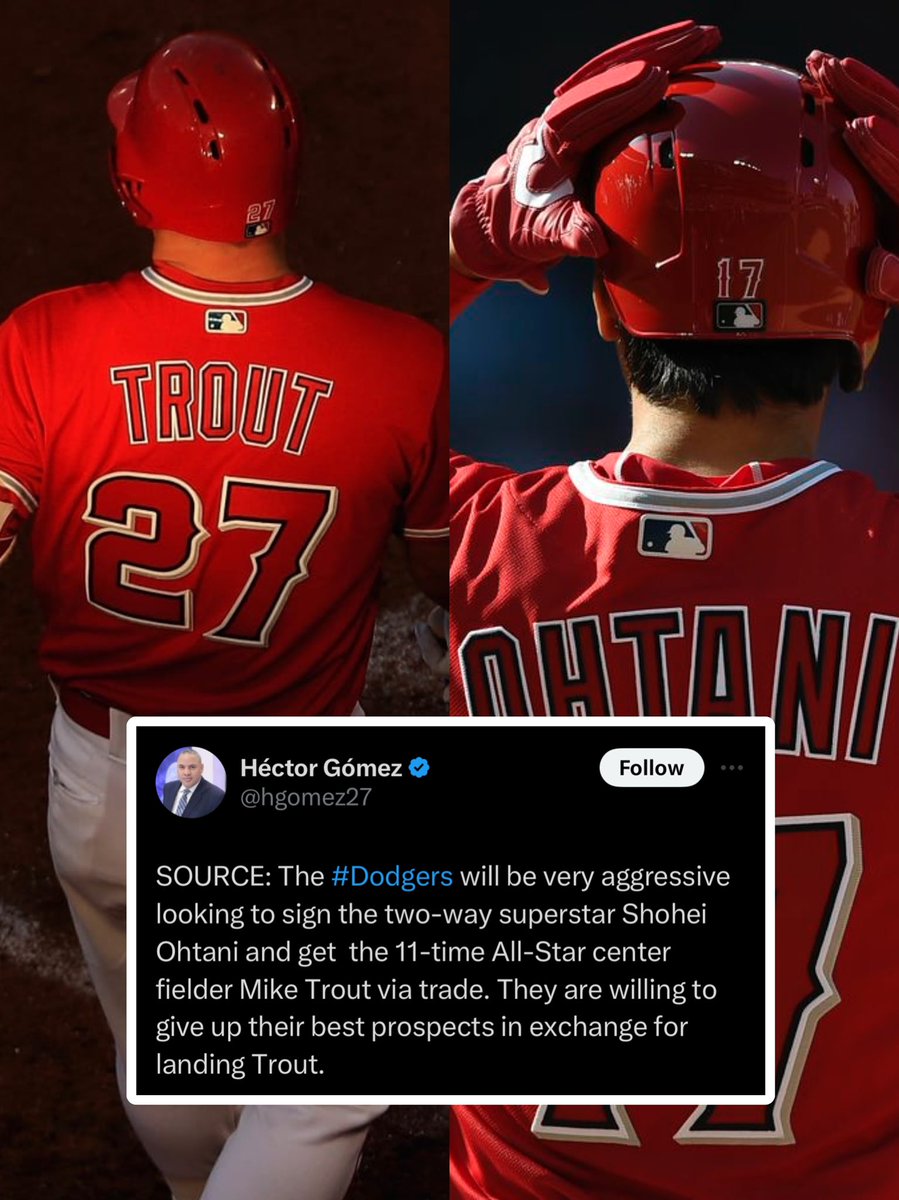 FoulTerritoryTV's tweet photo. Mike Trout and Shohei Ohtani on the Dodgers would be INSANE. 🤯 https://t.co/kp8bAybpFx