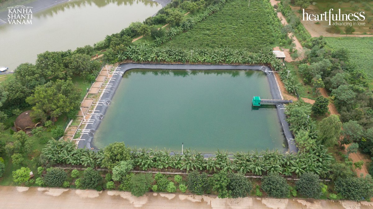 @kanhashantivanam campus is designed in a way that the roads of the premises are mostly tilted to an angle. This technique helps in storing the rainwater in various reservoirs.
The premises house 5 ponds in total with a combined capacity of 25 crore litres.

#lakes #reservoir