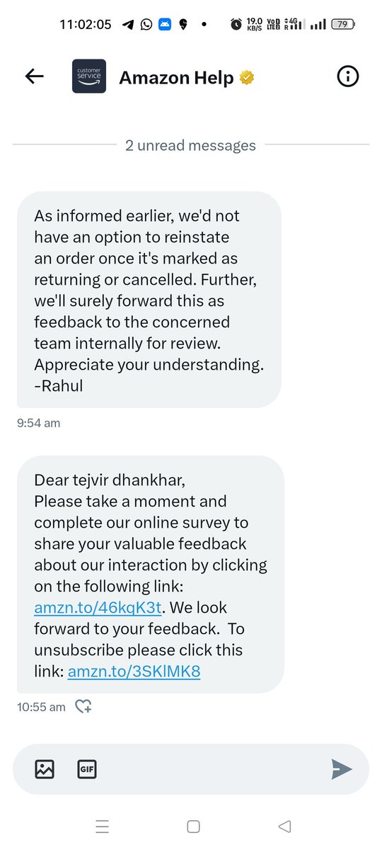 dhankhar_tejvir's tweet image. See screenshot .
How disgusting resolution they provide.
Very bad service.
Customer care wale Customer ki koi care nhi krte ye company ki care krte h Or customer ko gumrah krte h 
Amazon  ab phle jaisi nhi rhi
 I am totally disappointed with Amazon.