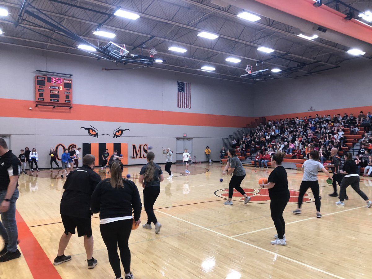 Student Council at OGMS had a canned food to play the staff in dodge ball! #gopanthers