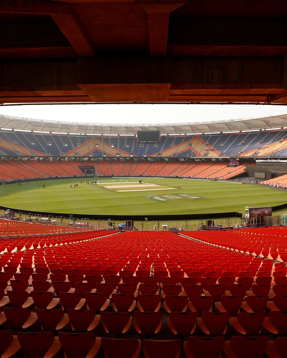 ICC's tweet photo. 🏟️ The Narendra Modi Stadium.

One day to go! 😍

#CWC23 https://t.co/UD4v94q9H5