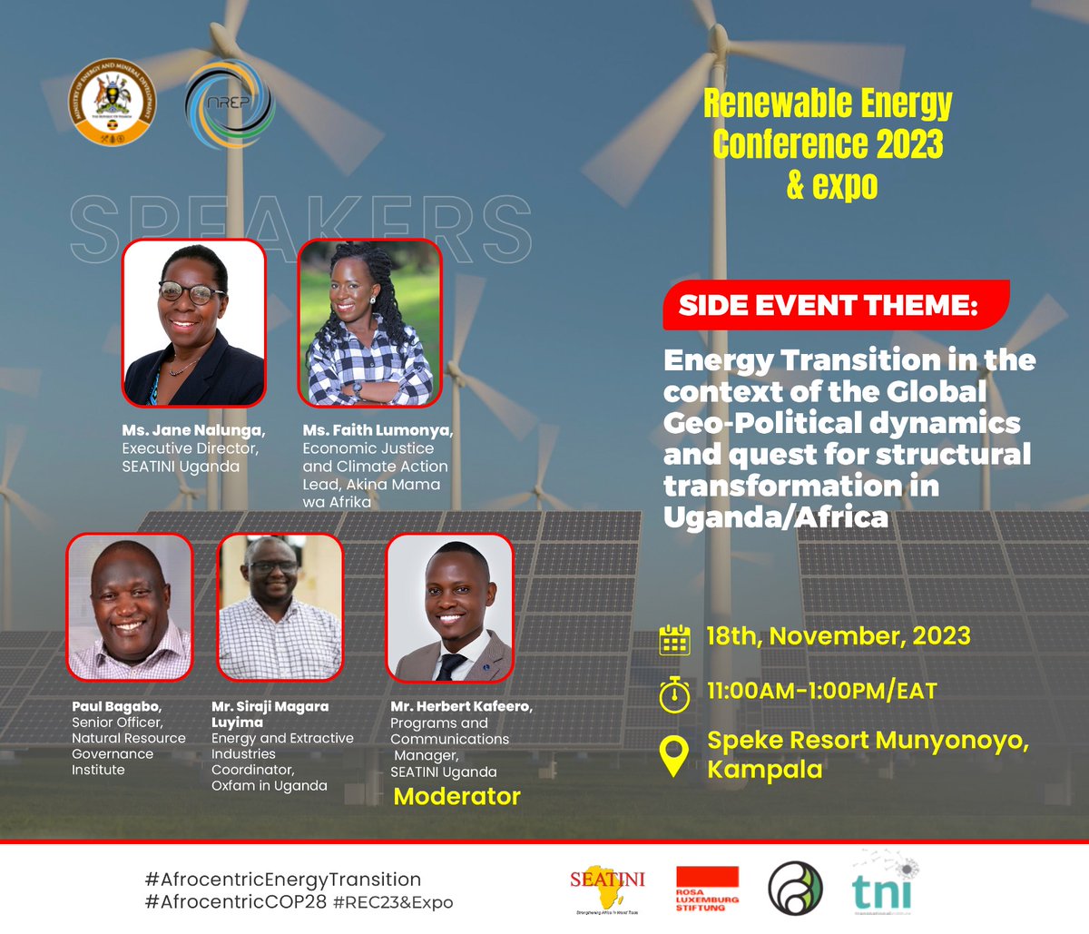 Rosa Luxemburg Foundation East Africa (@rlseastafrica) on Twitter photo Join <a href="/RLSEastAfrica/">Rosa Luxemburg Foundation East Africa</a> partner <a href="/SeatiniU/">Jane Nalunga, Executive Director @SEATINIUGANDA</a> today at the #REC23&Expo from 11AM-1PM/EAT as they hold a side event themed; Energy Transition in the context of the Global Geopolitical dynamics & quest for structural transformation in Africa. Join <a href="/RLSEastAfrica/">Rosa Luxemburg Foundation East Africa</a> partner <a href="/SeatiniU/">Jane Nalunga, Executive Director @SEATINIUGANDA</a> today at the #REC23&Expo from 11AM-1PM/EAT as they hold a side event themed; Energy Transition in the context of the Global Geopolitical dynamics & quest for structural transformation in Africa.