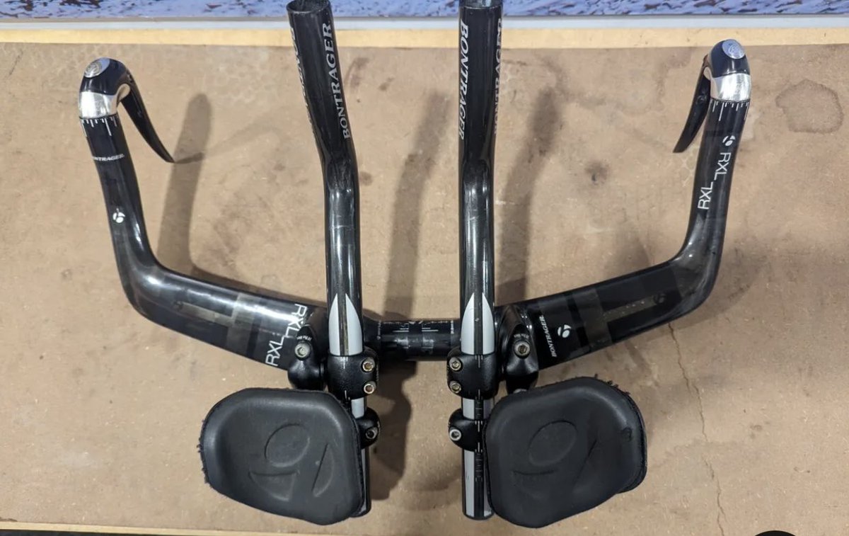 Picked up some lovely Bontrager RXL carbon aero bars for the Speed Concept to go with the XXX Hilo carbon saddle, stem and brake levers I already eBayed. Hard to find non-proprietary ones these days with so much cockpit cable integration.