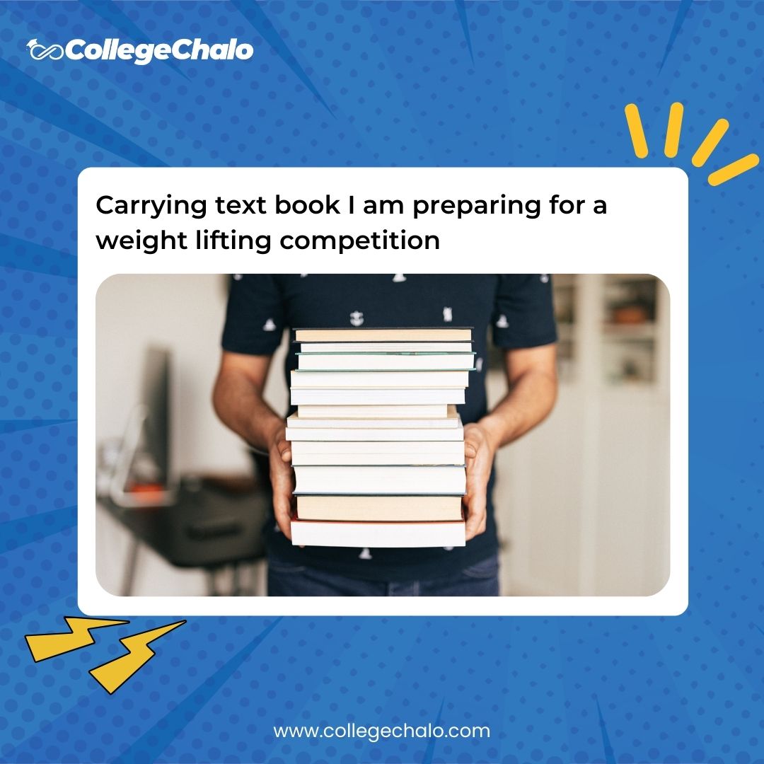 College_Chalo's tweet photo. Training for my weightlifting competition: lifting textbooks for both brain gains and bicep gains! ๐ช๐ #MultitaskingChampion #collegechalo #collegelife #career #students #CareerGrowth https://t.co/VuDVgnbCFC
