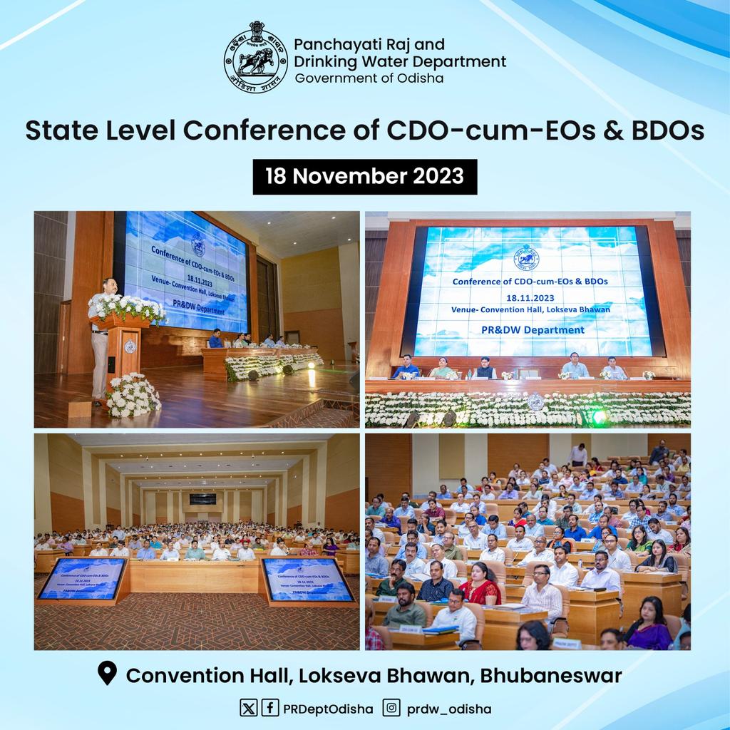 State-level Conference of CDO-cum-EOs and BDOs begins at Convention Hall, Lokseva Bhawan by @PRDeptOdisha under the chairmanship of Sri @lohanisk1, Principal Secretary on 18 November, 2023.