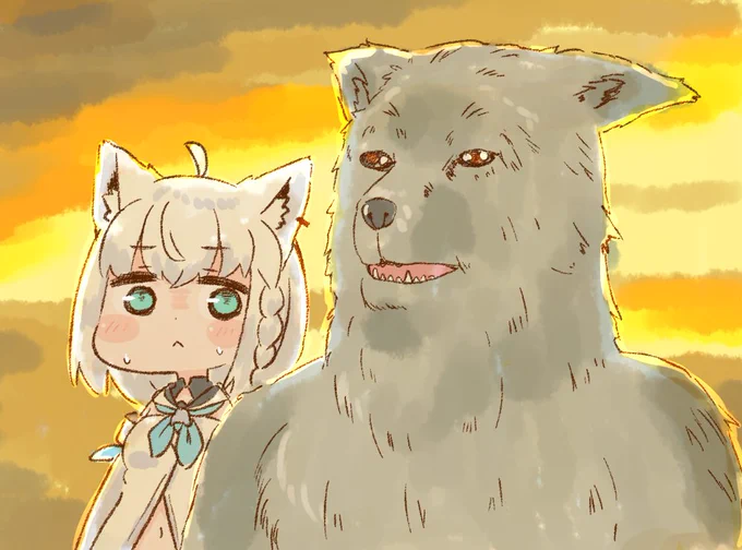 狐の大先輩と白上 #絵フブキ