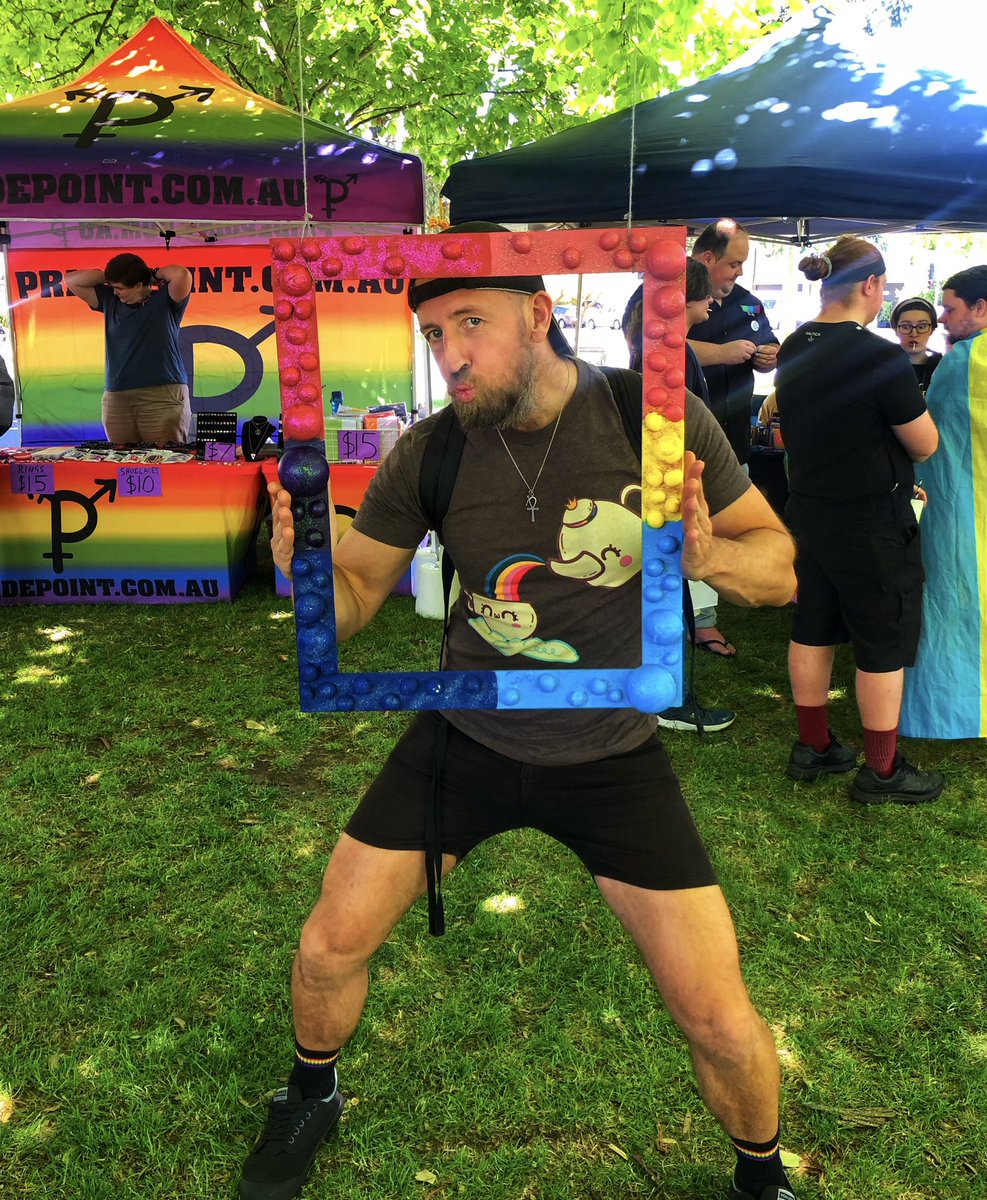 I got a picture taken to commemorate my 12th <a href="/OUTin_theOPEN/">OUTintheOPENFestival</a> festival in 12 years. Country LGBTIQA+ goodness at its finest in Shepparton
🏳️‍🌈🏳️‍⚧️🌳🖼️📸
(📸: @GiovanniAdams)
<a href="/gvpride/">Goulburn Valley Pride Incorporated (Shepparton)</a>
