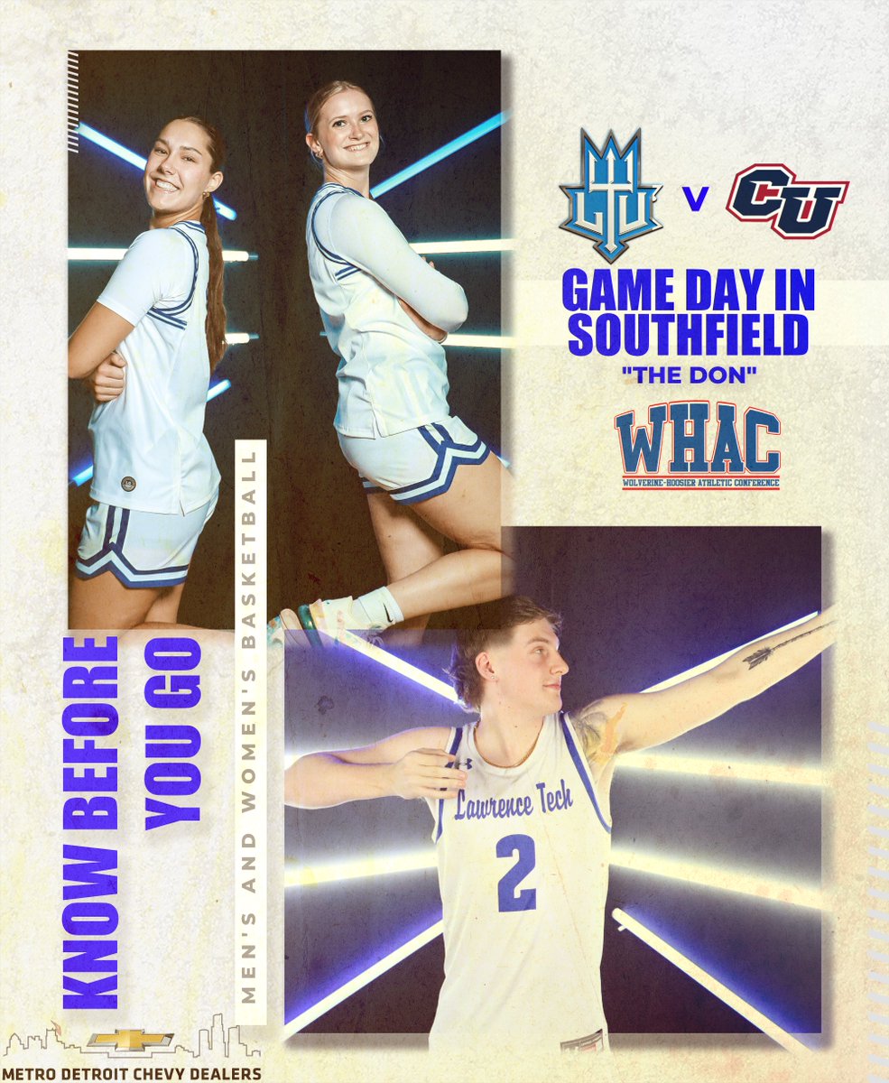 LTUgameops's tweet photo. Here is what you need to know for today's @LTUWBasketball and @ltumbasketball double-header against Cleary!!!

🏟️ | "THE DON"
📌 | Southfield, Mich. 
⏰ | 1 PM [ WBB TIP-OFF] &amp; 3 PM [ MBB TIP-OFF]
🎫 | https://t.co/oZO8A4xGhj
💵 | Cashless [CARD ONLY] https://t.co/V5QpRhmdSs