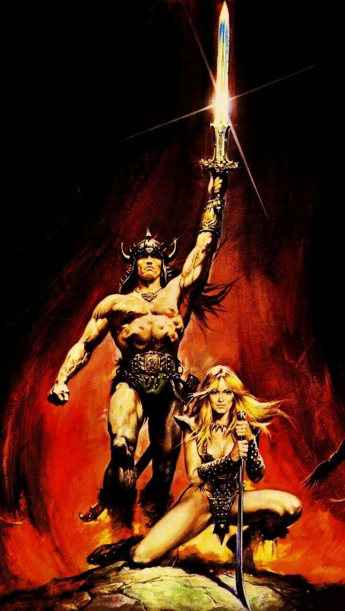 Poster by Renato Casaro for John Milius’ “Conan the Barbarian” Movie (click on the image to enjoy it in full) #Conan You can find more by him on his website following this link: casaro-renato-art.com/en/home-2/