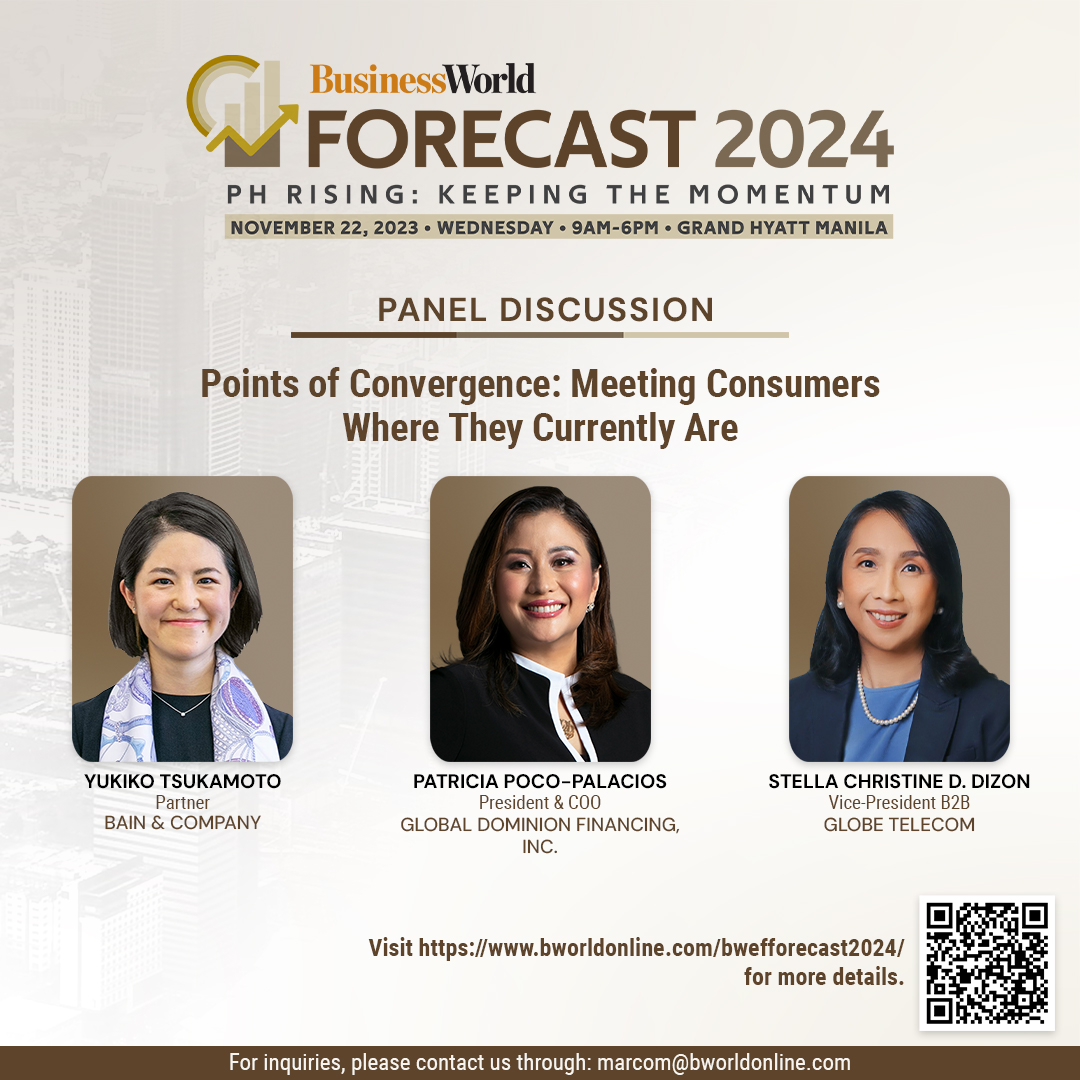 bworldph's tweet photo. How have consumers changed and evolved in the past three years?
Join esteemed experts and executives in this important discussion on BusinessWorld Forecast 2024, on Nov. 22 at Grand Hyatt Manila.
For details visit: https://t.co/uJCIDT3YZ8
#BWForecast2024 #PHRising #BWorldX https://t.co/XWQprJu8qU