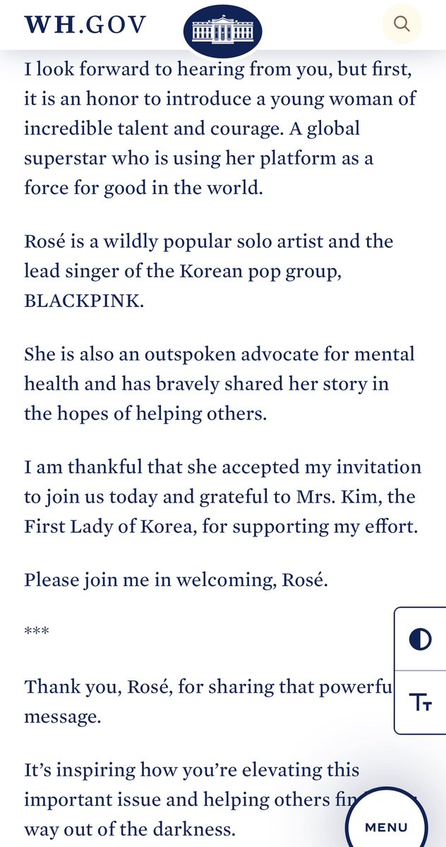 USBU4WAYS's tweet photo. The US First Lady Jill Biden’s introduction speech for Rosé to speak at The APEC Mental Health Discussion is now included on the White House Library of Speeches and Remarks.

📎https://t.co/lqGRPZyZ52

APEC SPEAKER ROSÉ
#ROSÉ #블랙핑크 #로제 @BLACKPINK https://t.co/77PJBgnv70