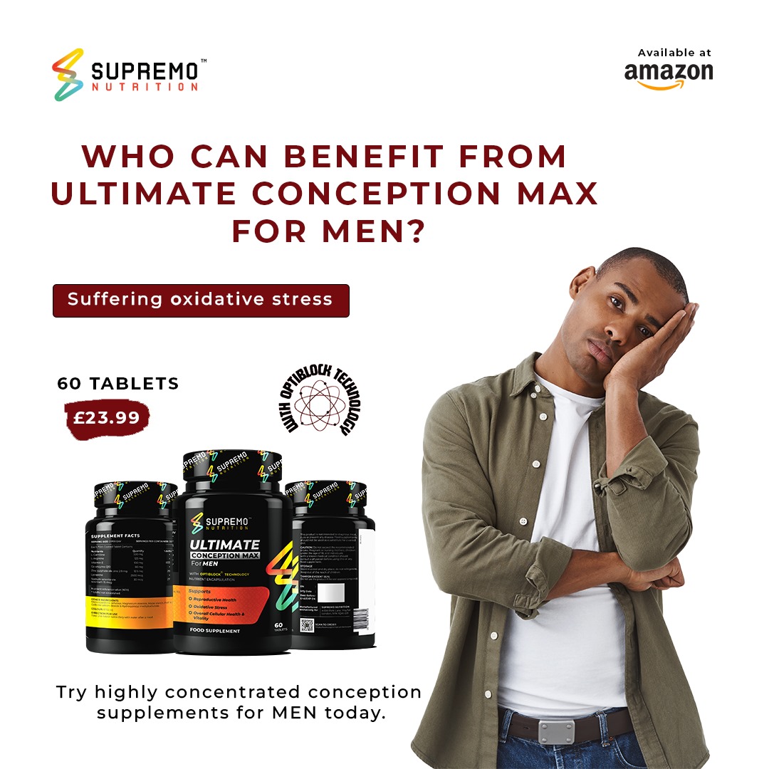 Discover the power of Ultimate Conception Max for Men by #SUPREMONutrition! 🌟 

Embrace the benefits of Optiblock Technology for optimal results. Try our highly concentrated conception supplements for MEN today! 

#conceptionmax #oxidativestresssupport #cellularhealth